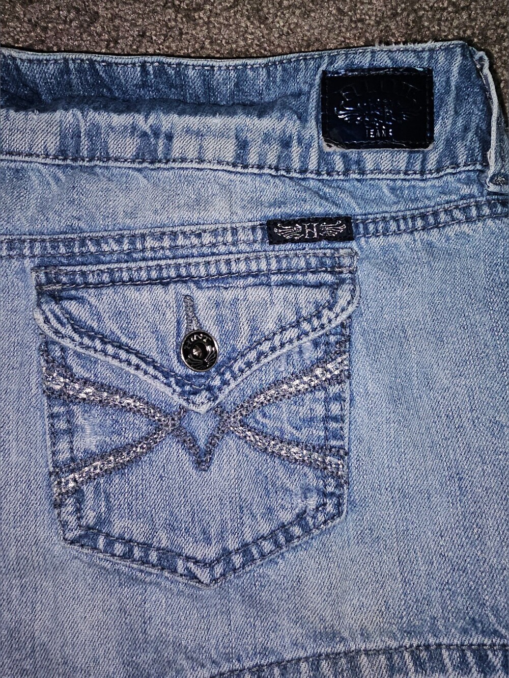 Y2K Hint Jeans Low Rise Denim Shorts Sz 13 - Picture 12 of 15